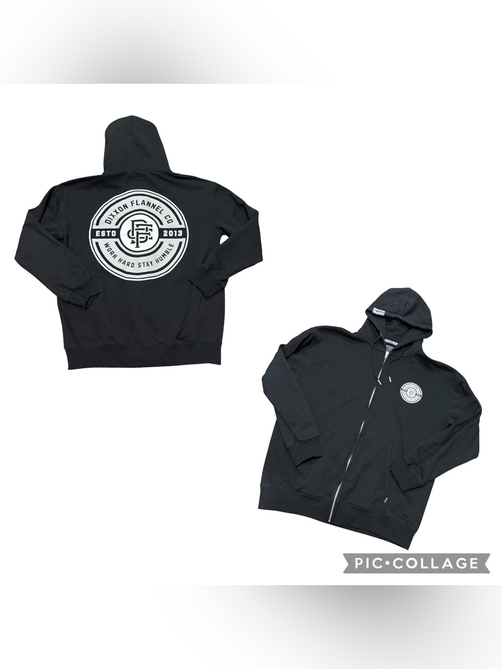 DIXXON Flannel Co. BLACK WORK HARD BADGE FULL ZIP UP Hoodie Men’s Size XL